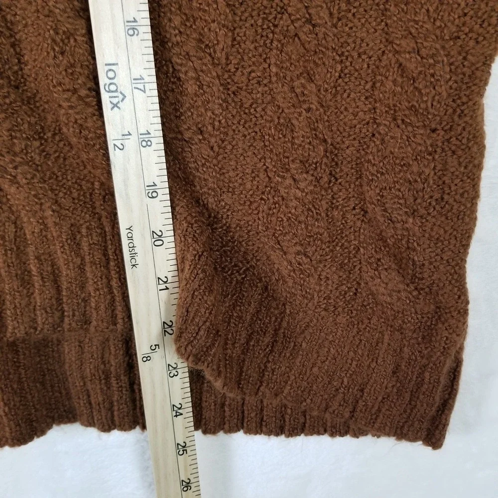 American Eagle Brown Cable‎ Knit Hooded V-Neck Sweater Small NWT 0341-9600-200